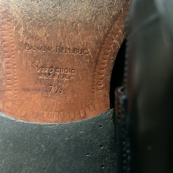 Banana Republic Oxford Black Leather Apron Round Toe Lace Up Shoes Italy - Picture 10 of 10